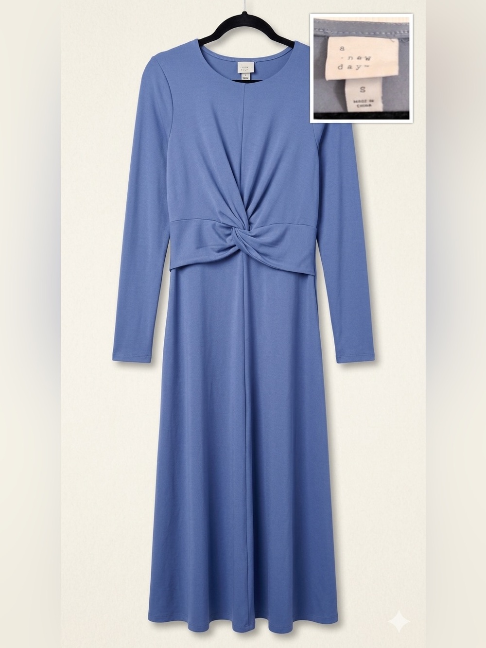 a new day Periwinkle Knot-Front Long Sleeve Maxi Dress